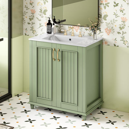 Harper & Bright Designs 30" Bathroom Vanity with Sink, Bathroom Storage Cabinet with Drawers, Single Sink Bathroom Vanity, White