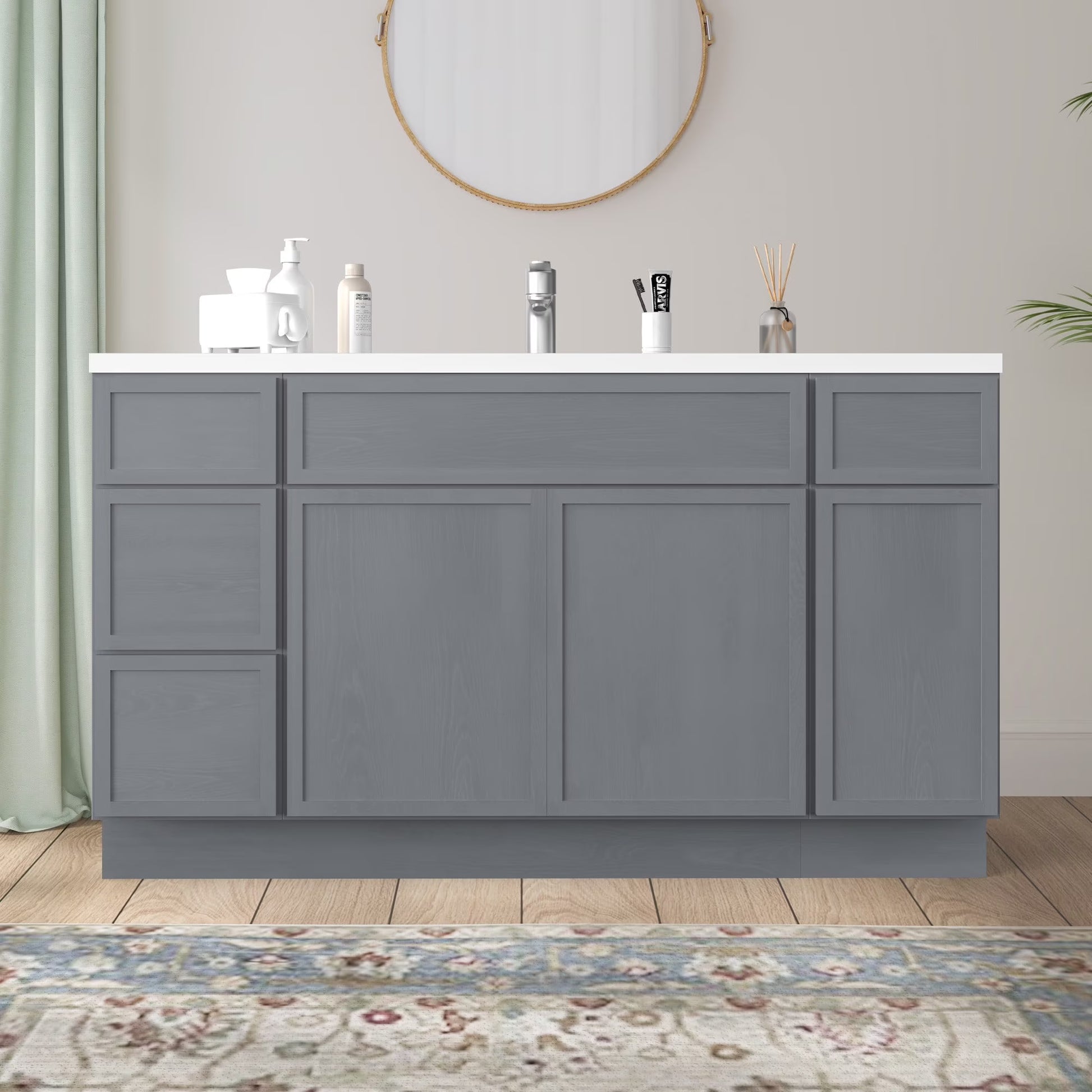 54 in. W x 21 in. D x 32.5 in. H Bath Vanity Cabinet without Top in White