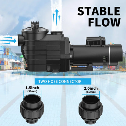 2.5HP 6000GPH In/Above Ground Swimming Pool Pumps,1900W 115v/230v Dual Voltage Self-Priming Pump for Spa Bathtub Irrigation,High Flow and Energy Saving