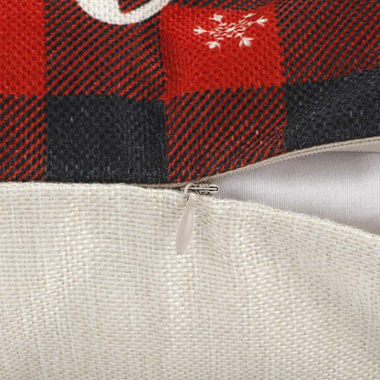 DecorX Christmas Pillow Covers 18x18 Set of 4 Farmhouse Black and Red Buffalo Check Plaid Throw Pillow Covers Outdoor Rustic Linen Pillow Case for Sofa Couch Christmas Decorations