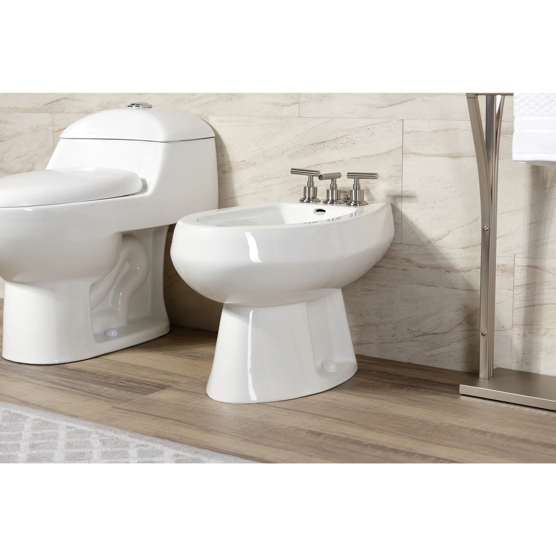 Kingston Brass KB6327CML Manhattan Three-Handle Bidet Faucet with Brass Pop-Up, Brushed Brass