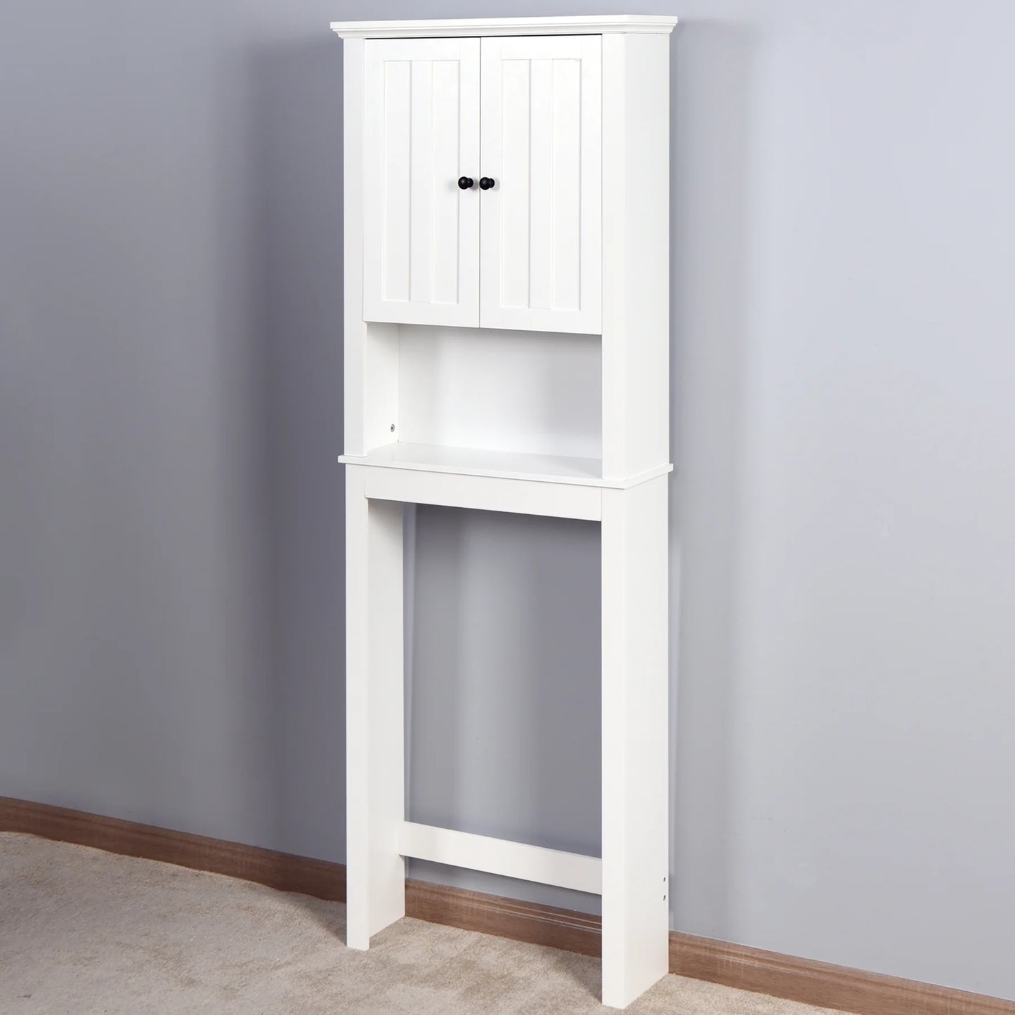 Ktaxon 67"H Over The Toilet Storage, Bathroom Space Saver, Bathroom Cabinet with Double Door & Adjustable Shelves, White