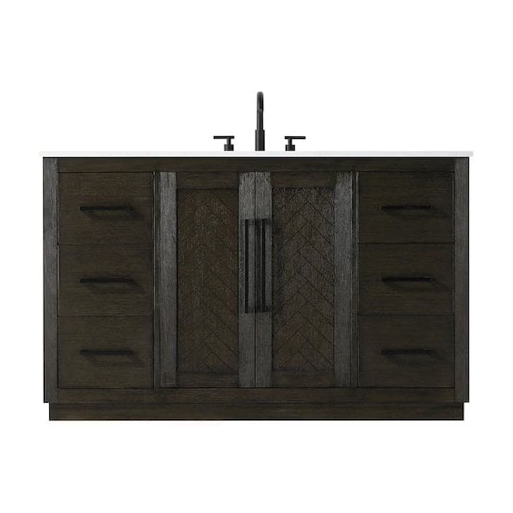 Elegant Kitchen and Bath 54 inch Single Bathroom Vanity in Hazel Oak