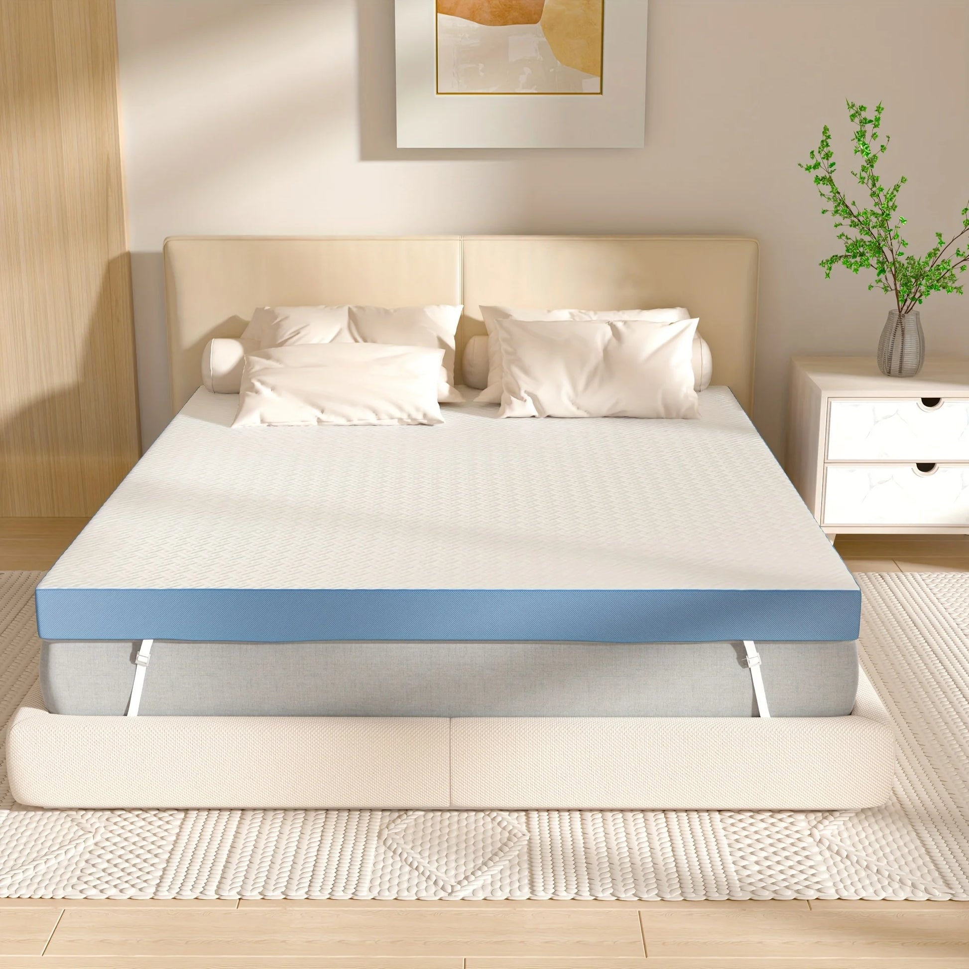[Cooling Gel Mattress Topper] 4 Inch Cooling Mattress Topper - Premium Memory Foam Mattress - Soft & Breathable Gel Bed Topper with Removable Cover