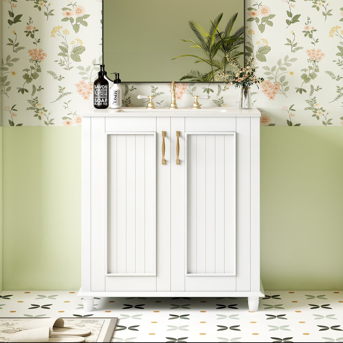 Harper & Bright Designs 30" Bathroom Vanity with Sink, Bathroom Storage Cabinet with Drawers, Single Sink Bathroom Vanity, Green