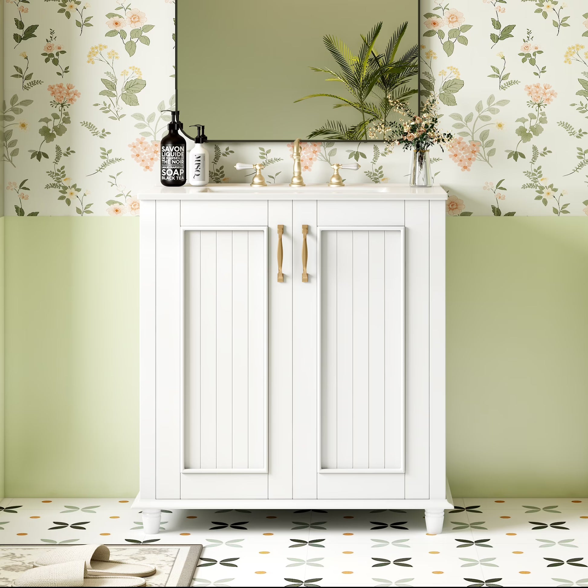 Harper & Bright Designs 30" Bathroom Vanity with Sink, Bathroom Storage Cabinet with Drawers, Single Sink Bathroom Vanity, Green