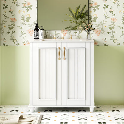 Harper & Bright Designs 30" Bathroom Vanity with Sink, Bathroom Storage Cabinet with Drawers, Single Sink Bathroom Vanity, Green