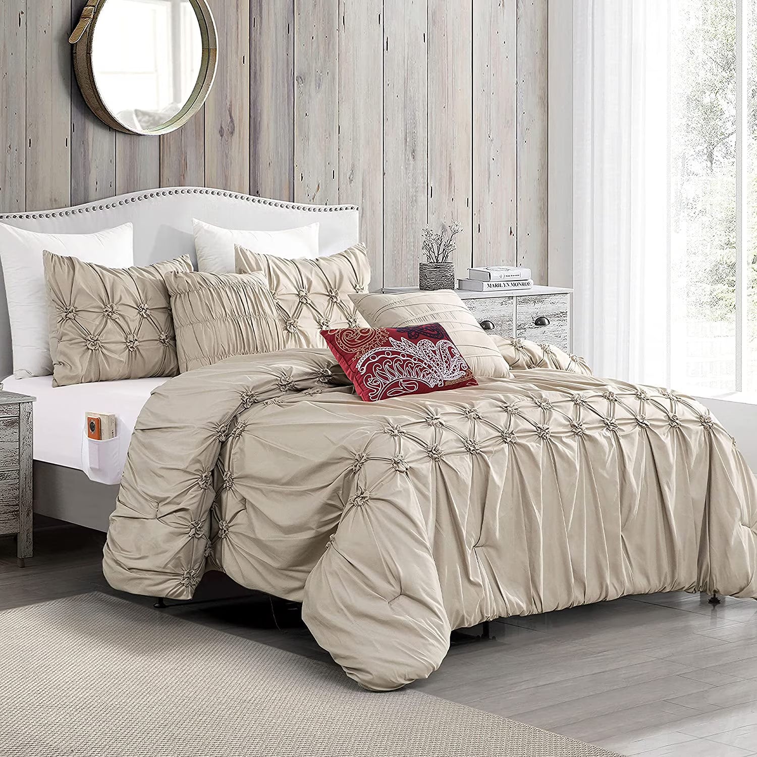Elegant Comfort 12-Piece Bed-in-a-Bag, Ella Microsuede Comforter Collection with 6-Piece Sheet Set, Smart Pockets and Decorative Pillows, All Season Bedding, Full/Queen, Mint Green