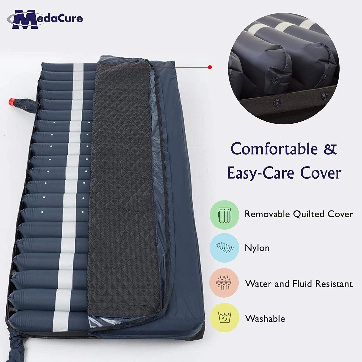 Medacure Alternating Pressure Air Mattress with Pump Included - Twin Size 80" x 36" x 8"