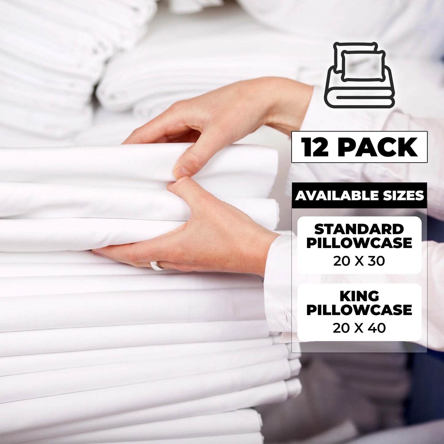 BNM Cotton Blend White Hotel Quality Pillowcases, Set of 12, King
