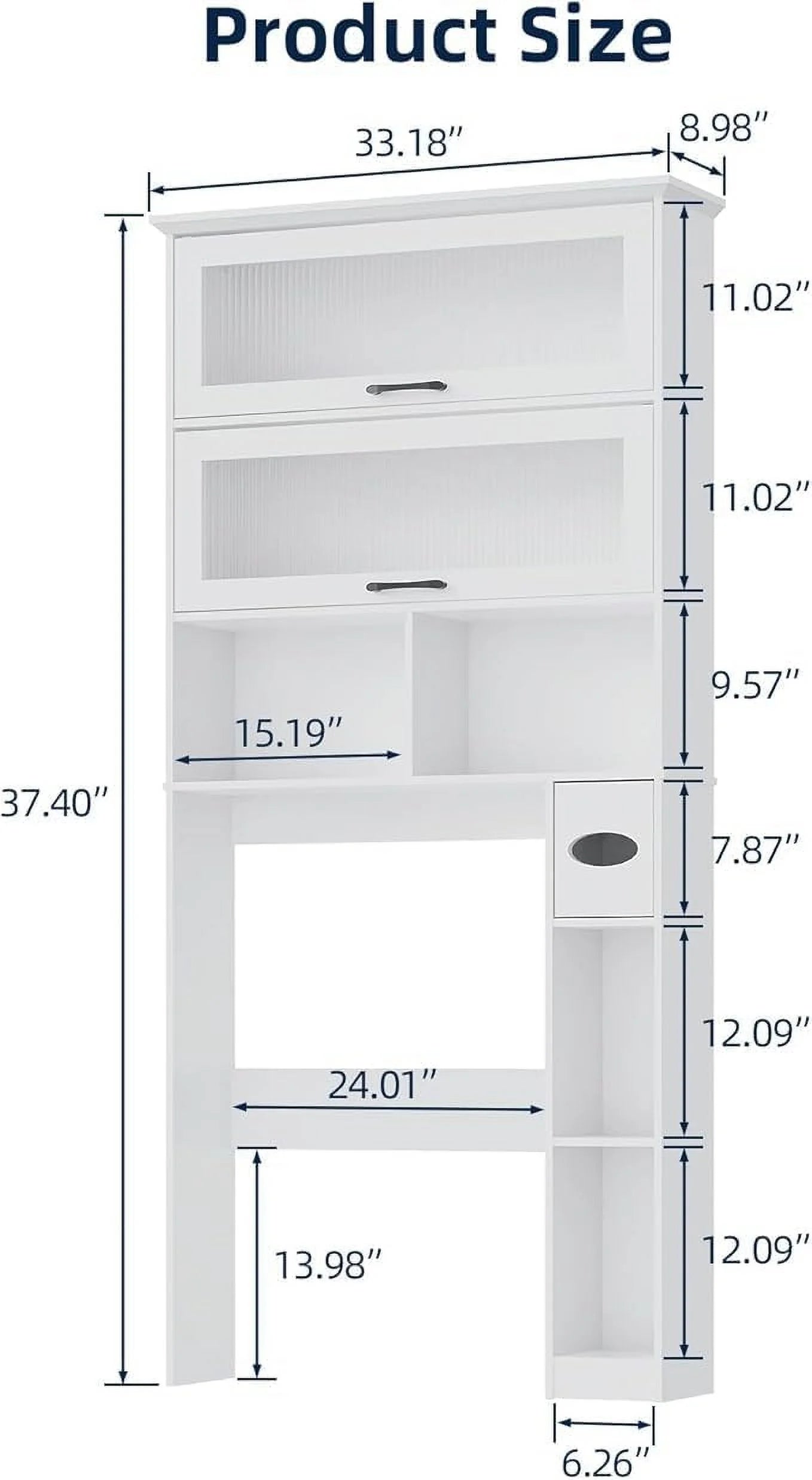 Over The Toilet Storage Cabinet with Transparent Door, Toilet Paper Storage Cabinet with Multi Layer Shelves Suitable for Bathroom, Laundry Room, Freestanding Bathroom Storage Rack,Brown