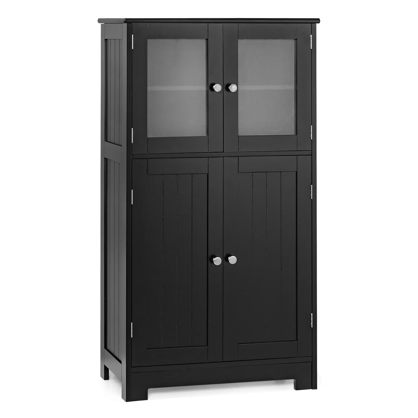 Costway Bathroom Floor Storage Cabinet Kitchen Cupboard w/Doors& Adjustable Shelf Black
