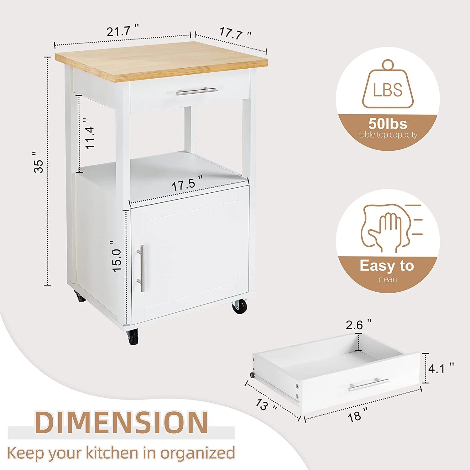 Sobaniilo Kitchen Island Cart with Storage, Rolling Side Table with Large Worktop, Towel Rack, Black