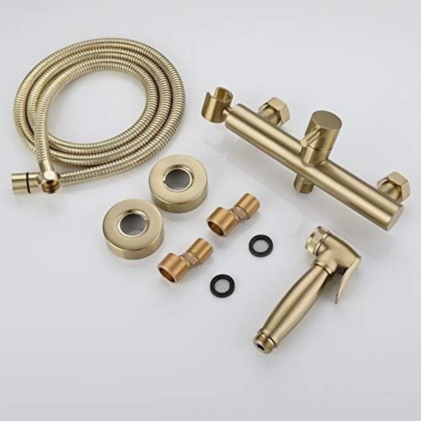 Bidet Faucet Shattaf, Brushed Solid Brass Toilet Bidet Sprayer Set, Hot and Cold Hygienic Bidet Tap,15cm Hole Distance