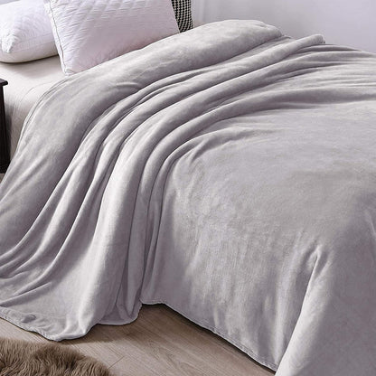 Exclusivo Mezcla Queen Size Flannel Fleece Velvet Plush Bed Blanket as Bedspread, Coverlet, Bed Cover (90x90 inches, Light Grey) Soft, Lightweight, Warm and Cozy