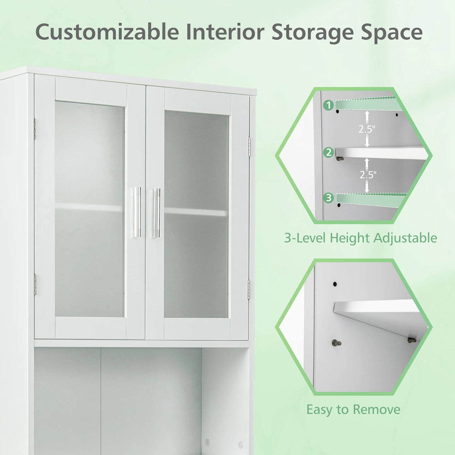 Costway Wooden Over The Toilet Storage Cabinet Spacesaver Organizer Bathroom Tower Rack