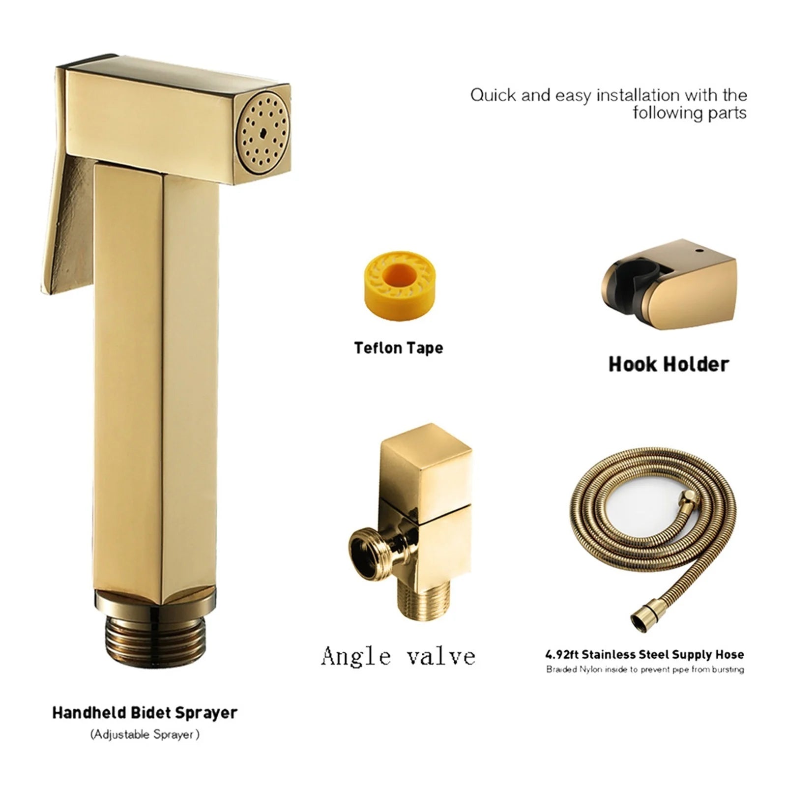 Bidet Faucet Hand Held Bidet Sprayer Douche Toilet Kit Bidet Faucet Gold Shower Head Copper Valve Set Jet Bidet Faucet