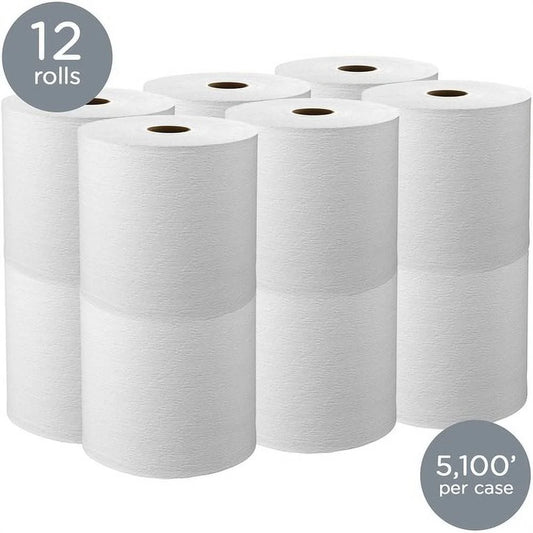 Scott Hard Roll Towels 8" x 425 ft - White - Paper - Absorbent, Nonperforated - 12/Carton