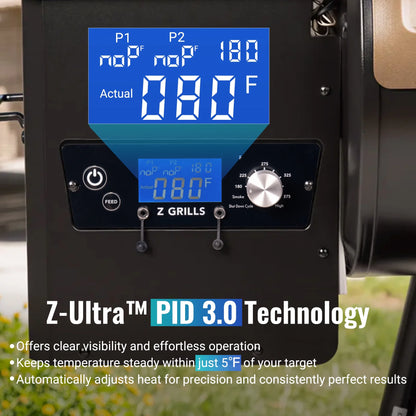Z GRILLS Grill Elite ZPG-550B4 549 sq.in Wood Pellet Grill & Smoker, Latest PID 3.0 Controller, 2 Meat Probes, Auto Temperature Control, 8 in 1 BBQ- Bronze