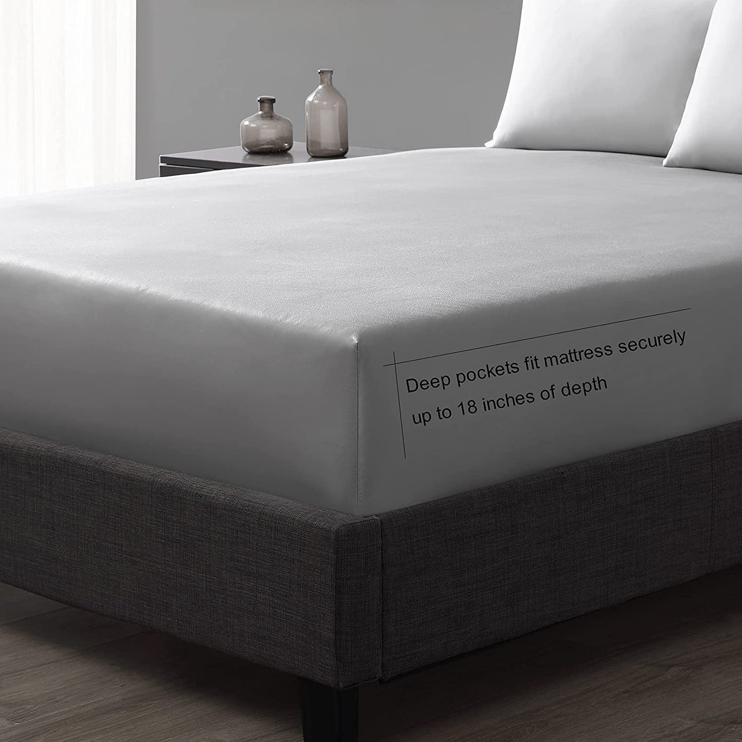 Vera Wang 800 Collection Bed Sheet Set - 800 Thread Count, Silky Smooth Wrinkle-Resistant Bedding, Queen, Grey Steel Grey Queen