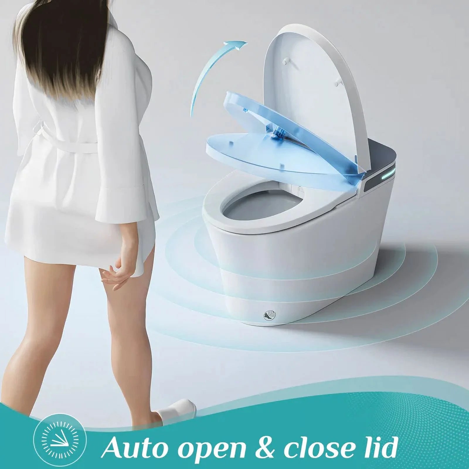 HOROW Smart Bidet Toilet 10'' Rough In with Auto open/close lid night light LED Display Off-Seat Flushing Heating Air Drying Warm Water