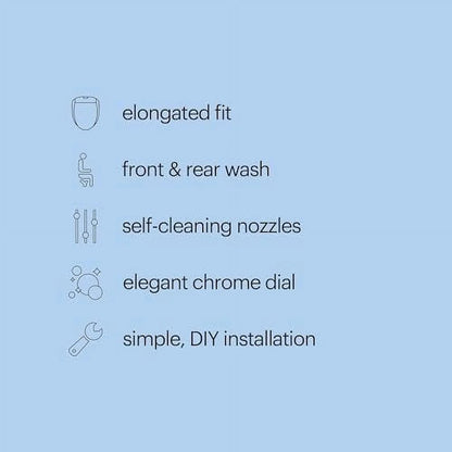 Brondell Bidet Toilet Seat Non-Electric Swash Ecoseat, Fits Elongated Toilets, White - Dual Nozzle System, Ambient Water Temperature - Bidet with Easy Installation