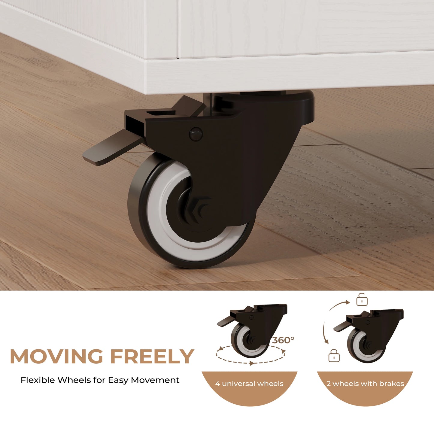 IRONCK 31.5" Rolling Kitchen Island Cart with Drop Leaf, Drawer, Adjustable Storage Cabinet, Spice Rack and Towel Holder