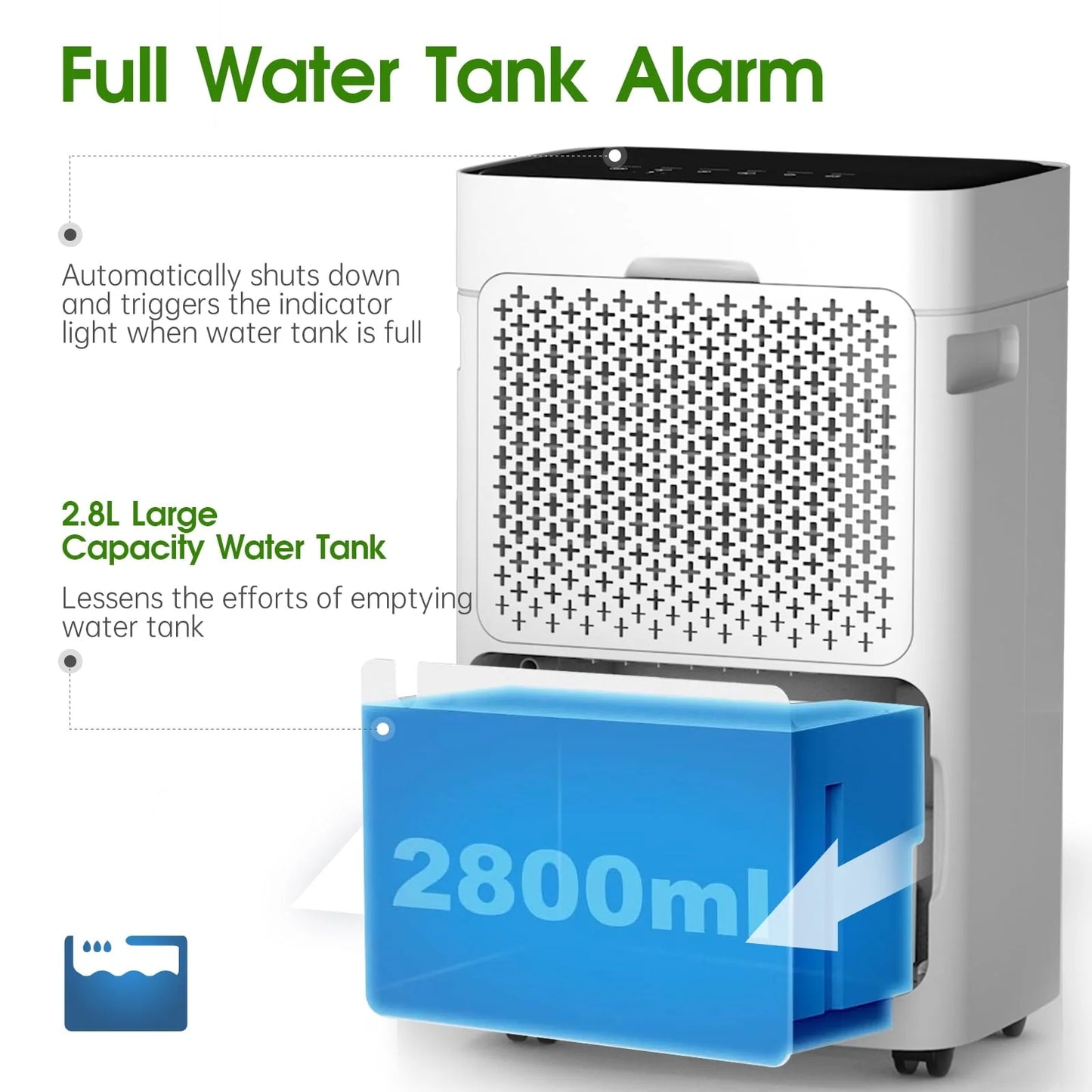 HUMSURE 35 Pint Dehumidifier 3000 Sq.Ft Room, for Basements with Drain Hose, Ideal for Large& Medium Sized Bathroom and Bedroom, Max Moisture Removal 50 Pints (95 "F, 95% RH)