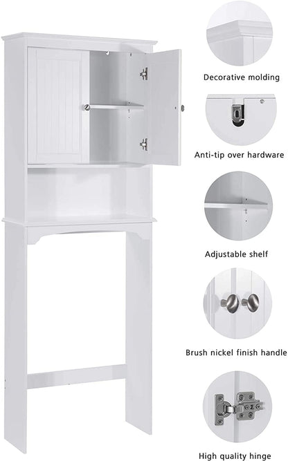 Spirich Home Bathroom Shelf Over-The-Toilet, Bathroom SpaceSaver, Bathroom Storage Cabinet Organizer, White