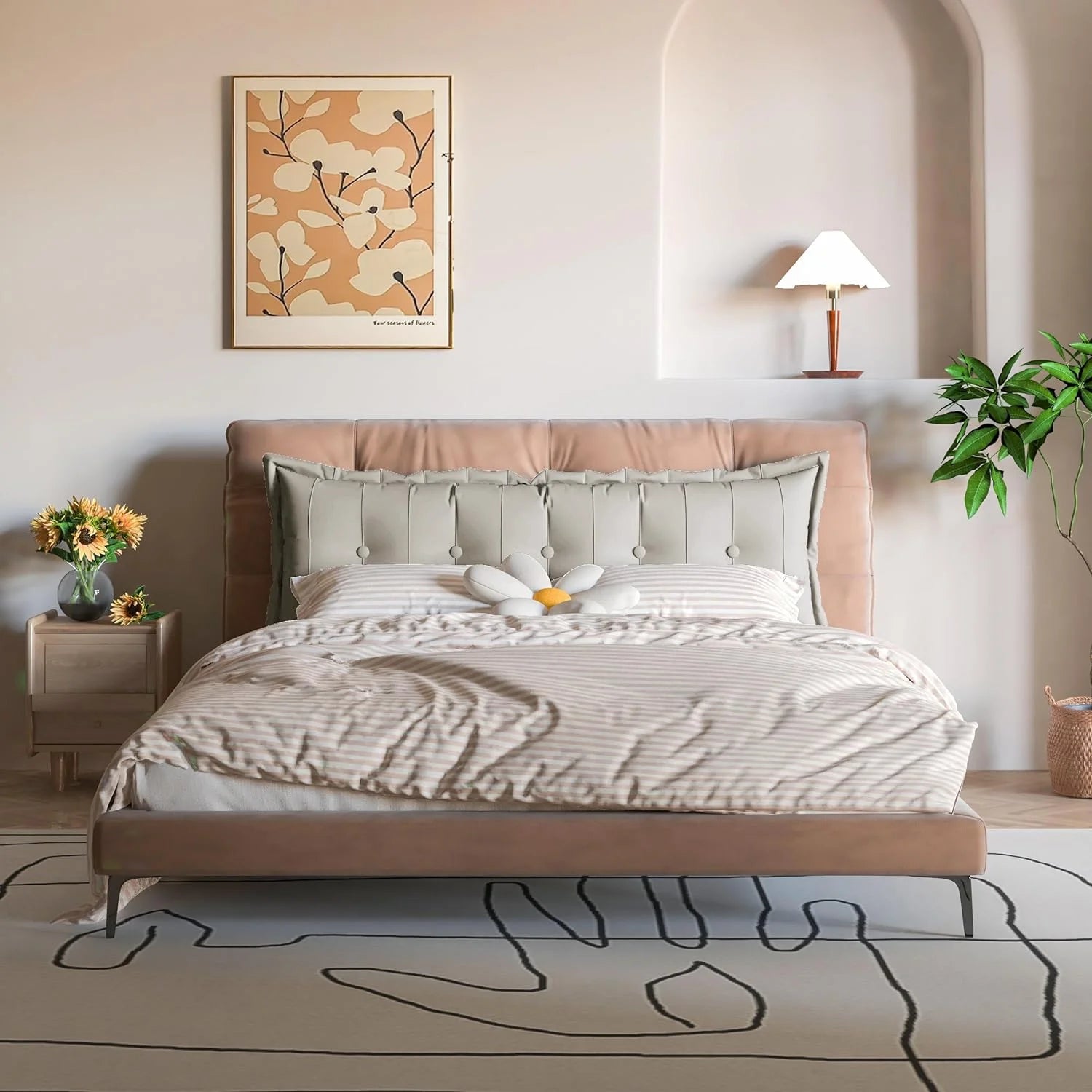 Daneey Large Headboard Pillow Full Pillow Headboard Soft Daybed Pillows Bolster Pillow for Bed & Couch Long Pillow for Bed Decorative, Removable Ivory Cover