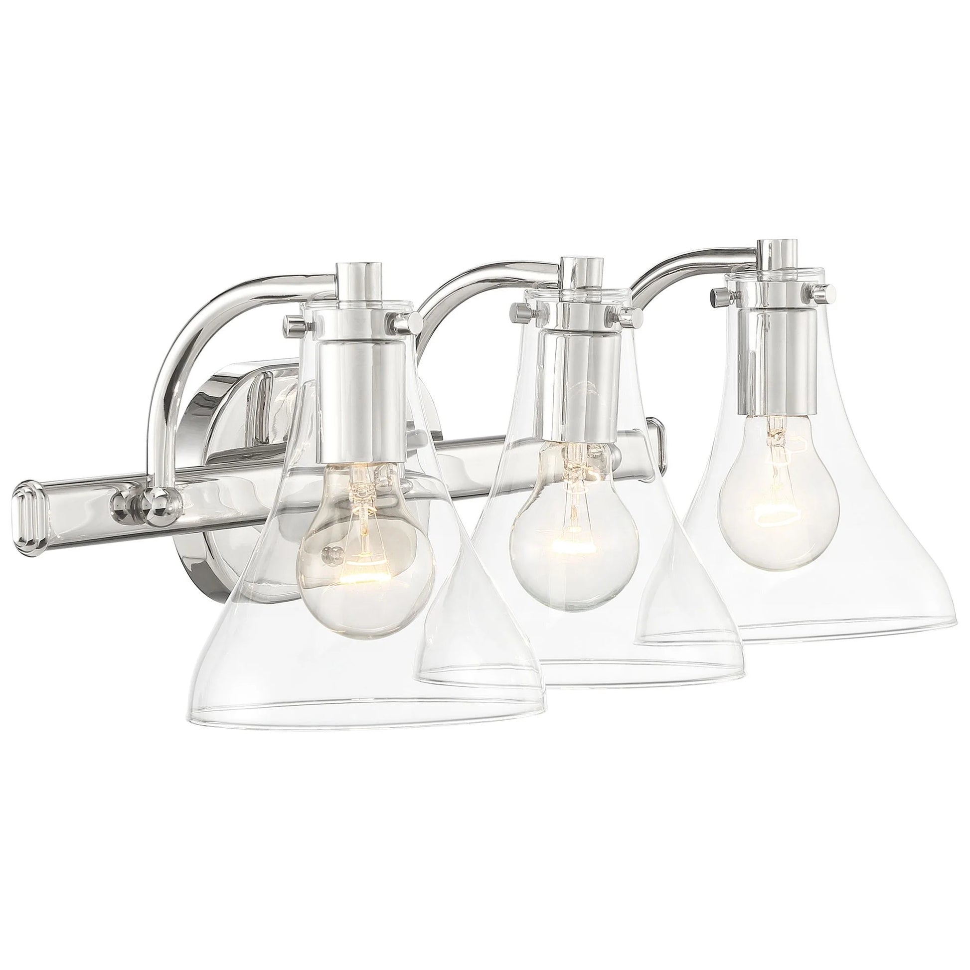 Possini Euro Design Sorren Industrial Modern Wall Light Polished Chrome Hardwire 20 1/2" 3-Light Fixture Clear Glass for Bedroom Bathroom Vanity Home