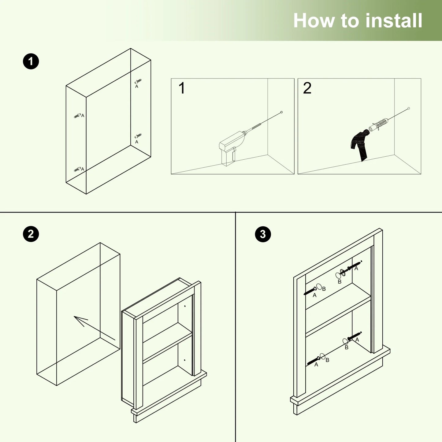 Hironpal White 2-Tier Recessed 15x18 Wall Niche Medicine Cabinet Replacement, in The Wall Bathroom Cabinet Insert Shelf/Shelves