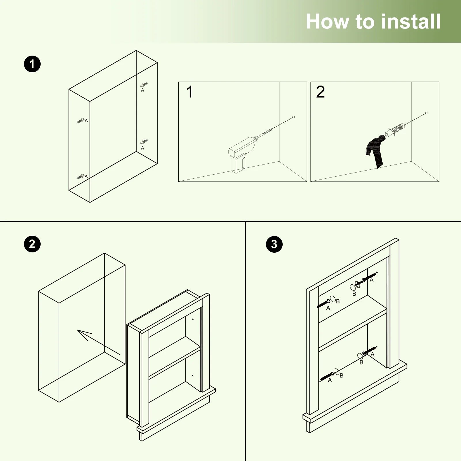Hironpal White 2-Tier Recessed 15x18 Wall Niche Medicine Cabinet Replacement, in The Wall Bathroom Cabinet Insert Shelf/Shelves
