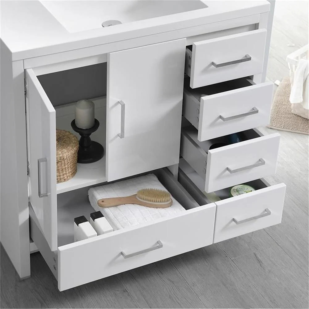 Fresca Imperia 36" Glossy White Free Standing Modern Bathroom Cabinet w/Integrated Sink - Right Version