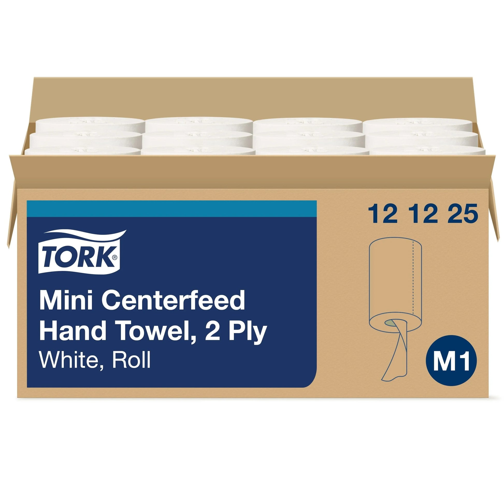Tork Basic Mini Centerfeed Paper Towel White M1, High Absorbency, 12 x 266 Sheets, 121225