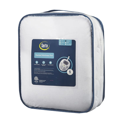 Serta Plush Heated Mattress Pad, Queen, White