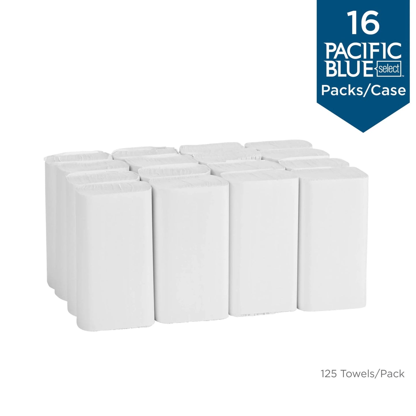 Georgia Pacific Professional Blue Select Multi-Fold 2 Ply Paper Towel, 9 1/5 x 9 2/5, White,125/PK, 16 PK/CT -GPC21000