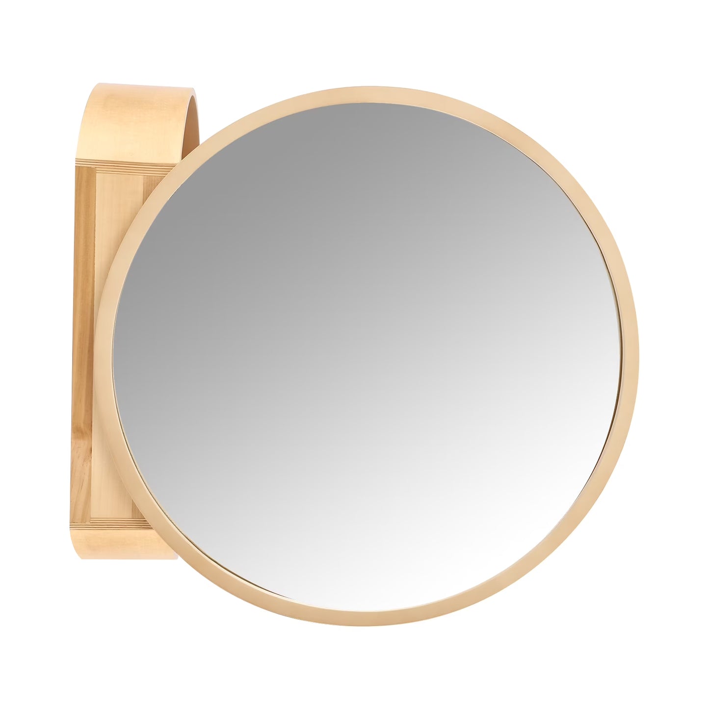 Wildnix Wall-Mounted Bathroom Mirror Cabinet, Round Storage Cabinet with Magnetic Door, Log Color Wood and Glass, Modern Design for Bathroom Essentials