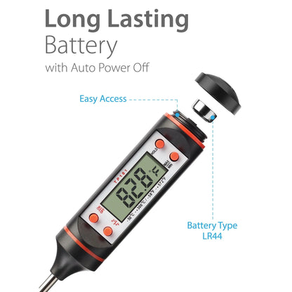 Meat Thermometer,Instant Read Digital Cooking Thermometer,Electronic Food Thermometer with Super Long Probe for Kitchen,Milk,Candy,BBQ and Grill