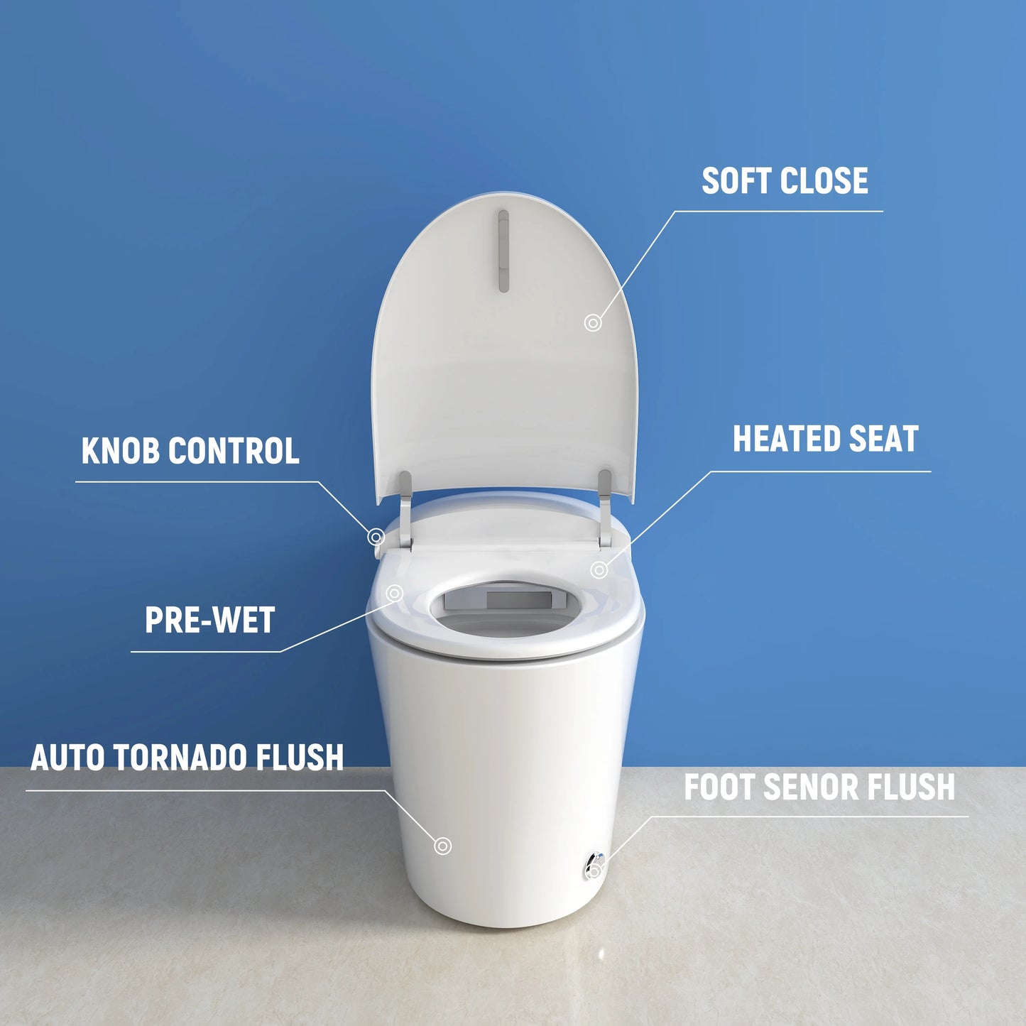HOROW Tankless Toilet, Modern Smart Toilet without bidet, Self Cleaning One Piece Toilet with Warm Elongated Seat,Heated Toilet HR-T10SD
