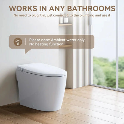 HOROW Non-electric Smart Bidet Toilet with Dual Nozzles Cleanse Built-in Pump for Power Flush Map 1000g ADA Chair Height