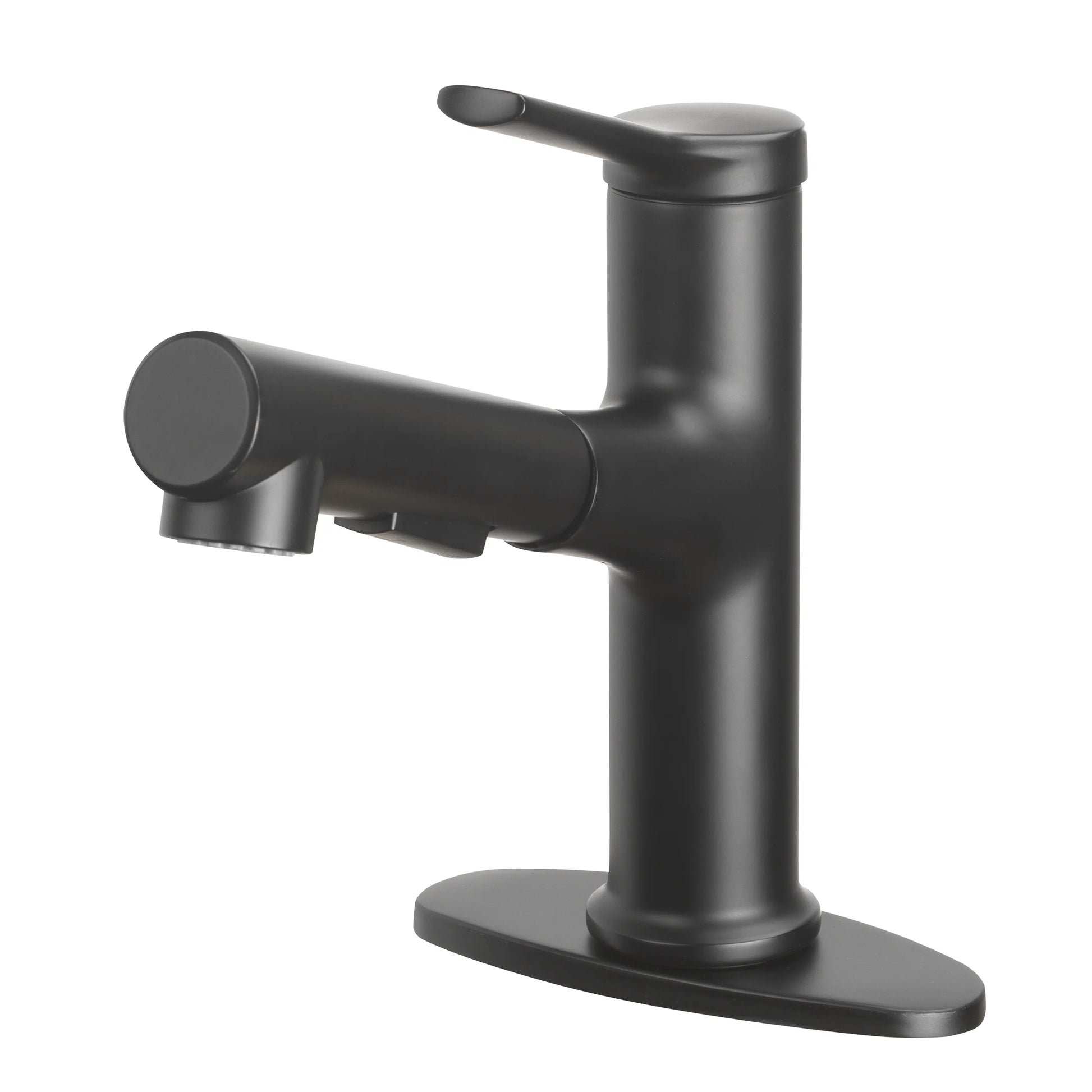 Better Homes and Gardens Pull-Out Bathroom Sink Faucet with Pop-Up Drain and Optional Deckplate, Matte Black