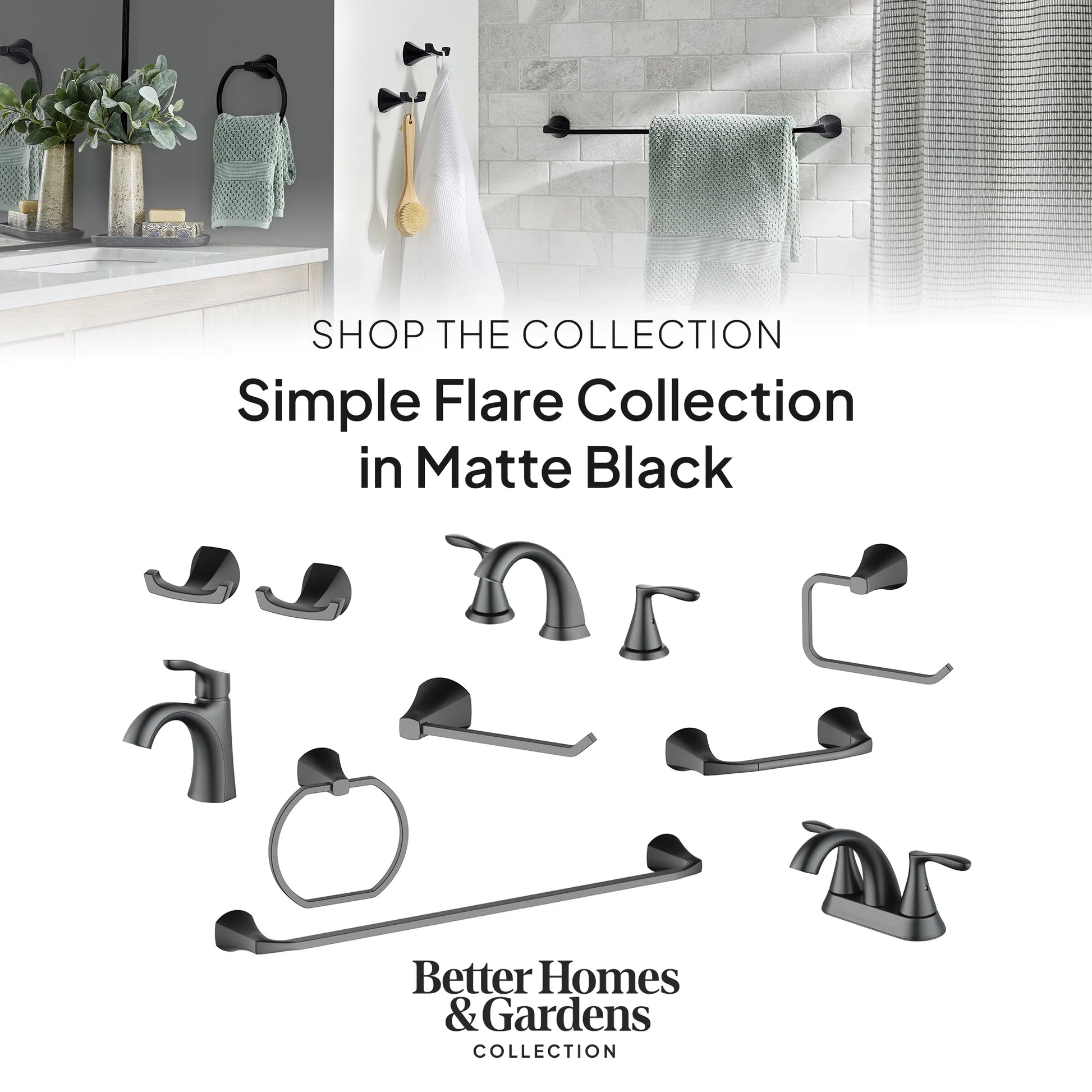 (2 pack) Better Homes & Gardens Simple Flair Single Hole Bathroom Faucet in Matte Black