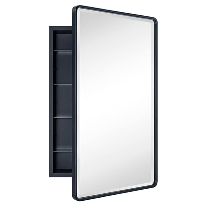 TEHOME Farmhouse Recessed Metal Bathroom Medicine Cabinets with Mirror 24" x 16" - Rubbed Bronze
