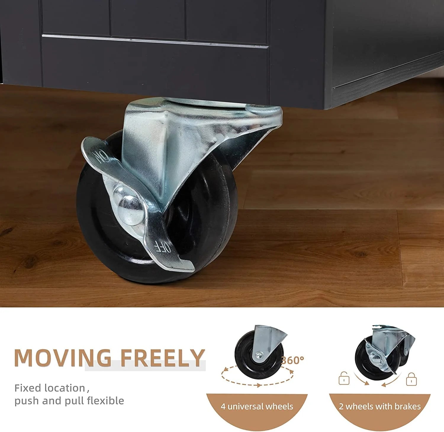 Sobaniilo Kitchen Island Cart with Storage,Rolling Kitchen Island Side Table on Wheels with Large Worktop,Storage Cabinet,Towel Rack and Drawers for Kitchen,Dinning Room,Black
