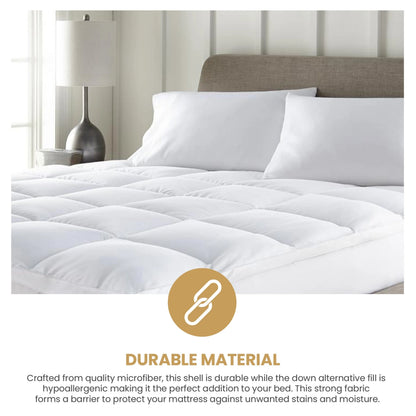 BNM Down Alternative 2 Inch Mattress Topper, King, White