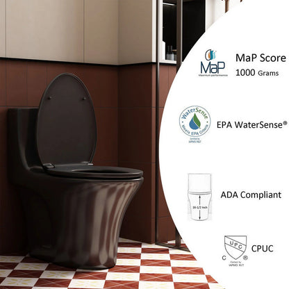 Albriya A1878 Modern One Piece Toilet, Standard Bathroom Toilet Power Dual Flush 1.1/1.6 GPF with Comfortable Seat ADA Height 16 1/2’ 12’Rough-In, MaP 1000g, Glossy White