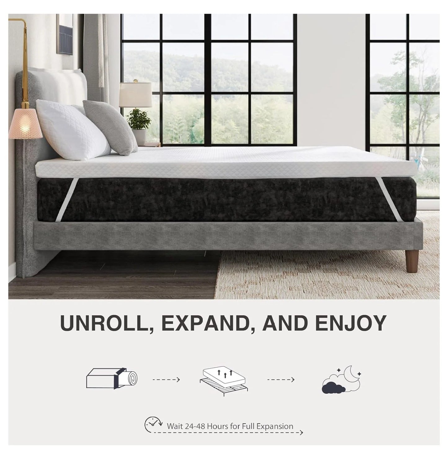 4 Inch Gel Memory Foam Mattress Topper Full - Cooling Topper with Removable Cover - Certified, Pressure Relief, 54x75x4 - Mattress Enhancer