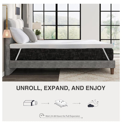 4 Inch Gel Memory Foam Mattress Topper Full - Cooling Topper with Removable Cover - Certified, Pressure Relief, 54x75x4 - Mattress Enhancer