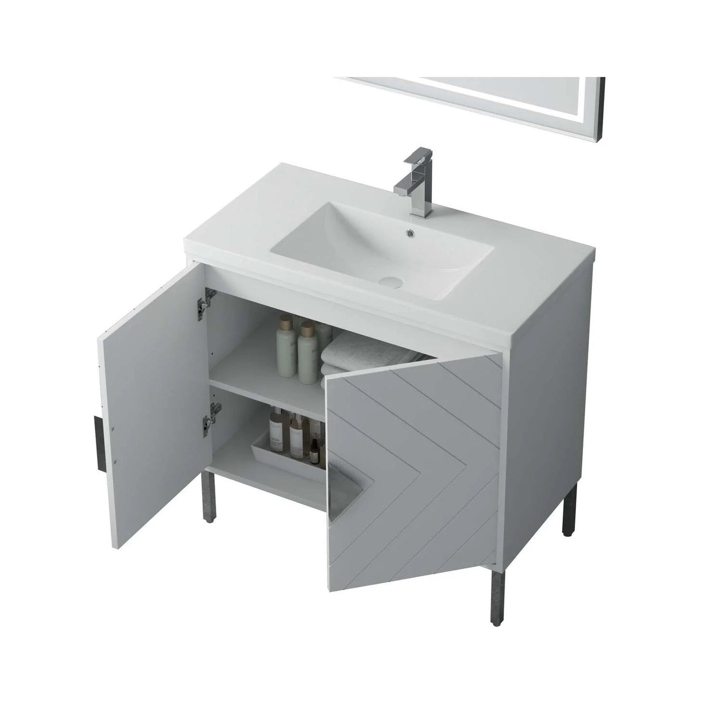 Tennant Brand 24" Modern White Bathroom Vanity with White Acrylic Top